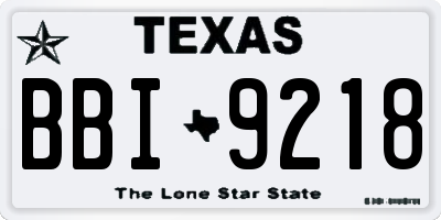 TX license plate BBI9218