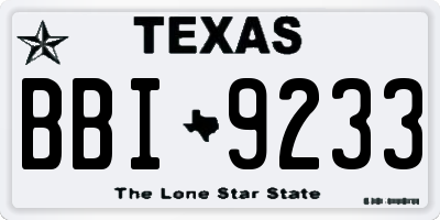 TX license plate BBI9233
