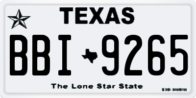 TX license plate BBI9265