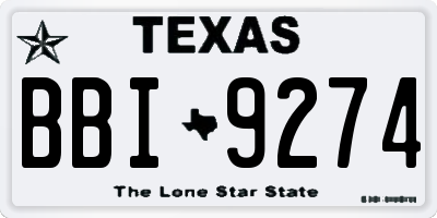 TX license plate BBI9274