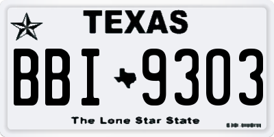 TX license plate BBI9303