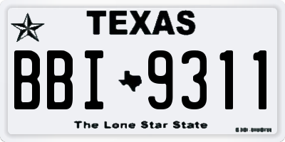TX license plate BBI9311