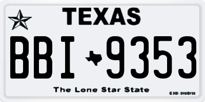 TX license plate BBI9353