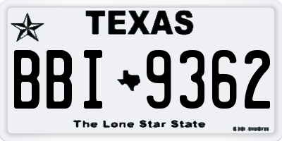 TX license plate BBI9362