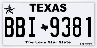 TX license plate BBI9381