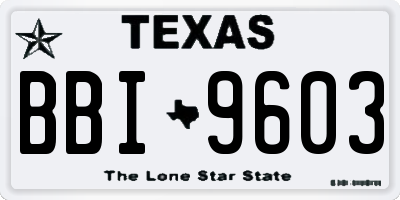 TX license plate BBI9603