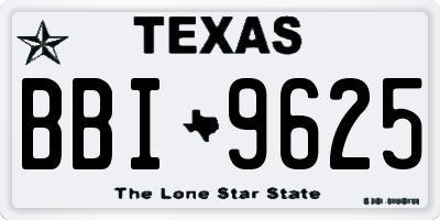 TX license plate BBI9625