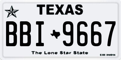 TX license plate BBI9667