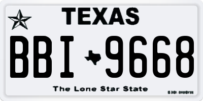 TX license plate BBI9668