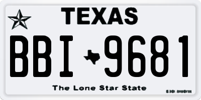 TX license plate BBI9681