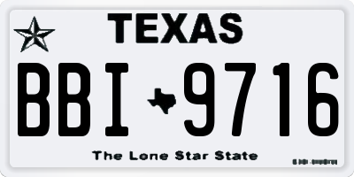 TX license plate BBI9716