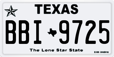 TX license plate BBI9725