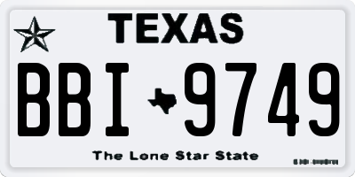 TX license plate BBI9749
