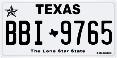 TX license plate BBI9765