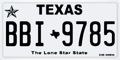 TX license plate BBI9785