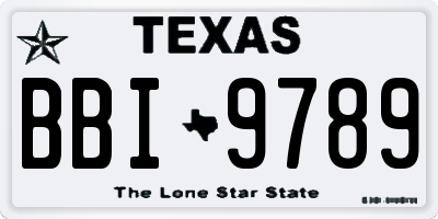 TX license plate BBI9789