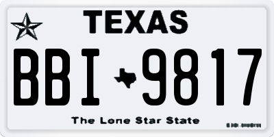 TX license plate BBI9817
