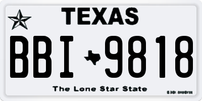 TX license plate BBI9818