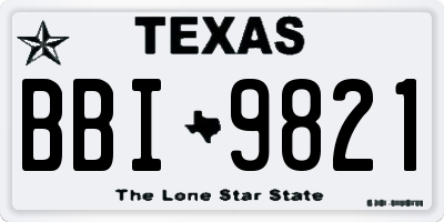 TX license plate BBI9821