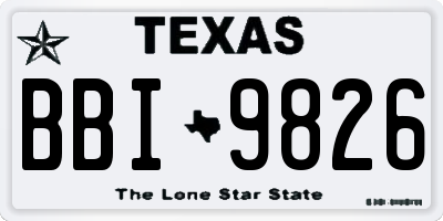 TX license plate BBI9826