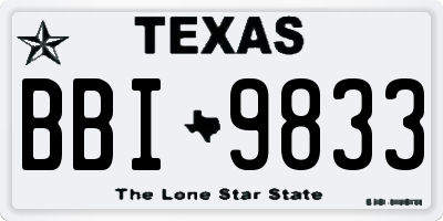 TX license plate BBI9833