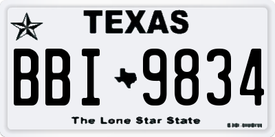 TX license plate BBI9834
