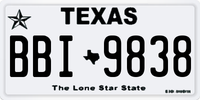 TX license plate BBI9838