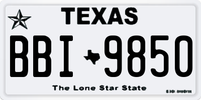 TX license plate BBI9850