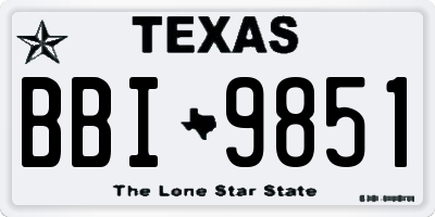 TX license plate BBI9851