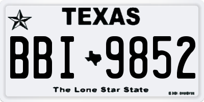 TX license plate BBI9852