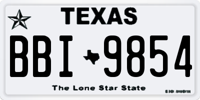 TX license plate BBI9854