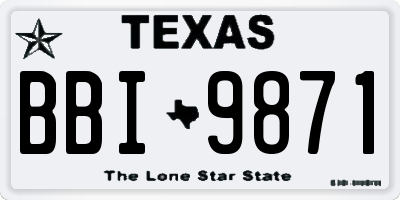 TX license plate BBI9871