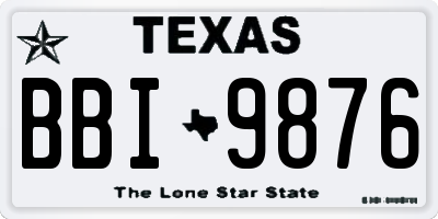 TX license plate BBI9876