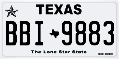 TX license plate BBI9883