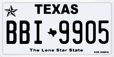TX license plate BBI9905