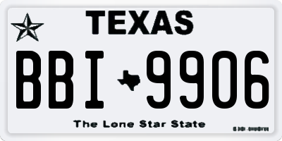 TX license plate BBI9906
