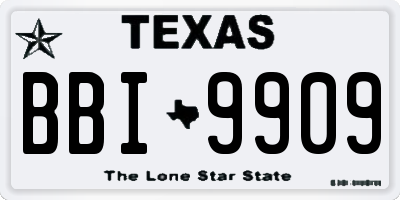 TX license plate BBI9909