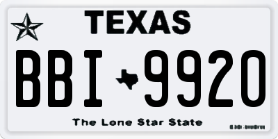 TX license plate BBI9920