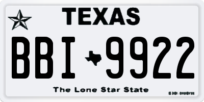 TX license plate BBI9922