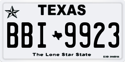 TX license plate BBI9923