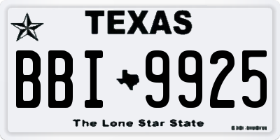 TX license plate BBI9925