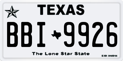 TX license plate BBI9926