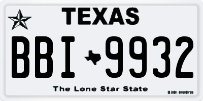 TX license plate BBI9932