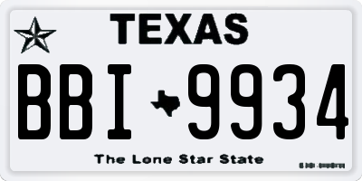 TX license plate BBI9934