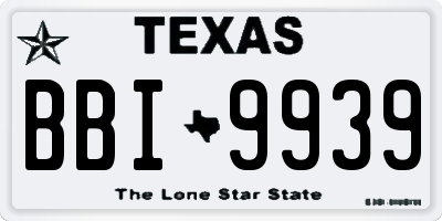 TX license plate BBI9939