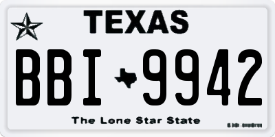 TX license plate BBI9942