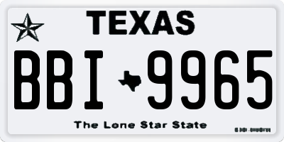 TX license plate BBI9965