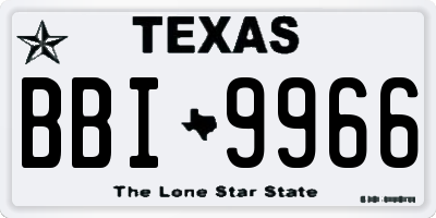 TX license plate BBI9966