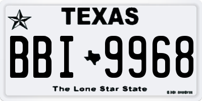TX license plate BBI9968