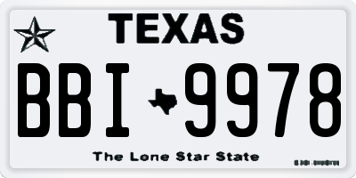 TX license plate BBI9978